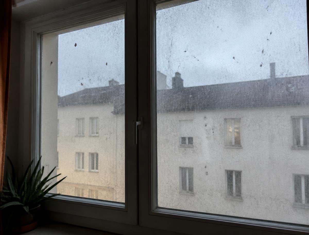 Fenêtre sale et voilée avant nettoyage de vitres ZoumoClean